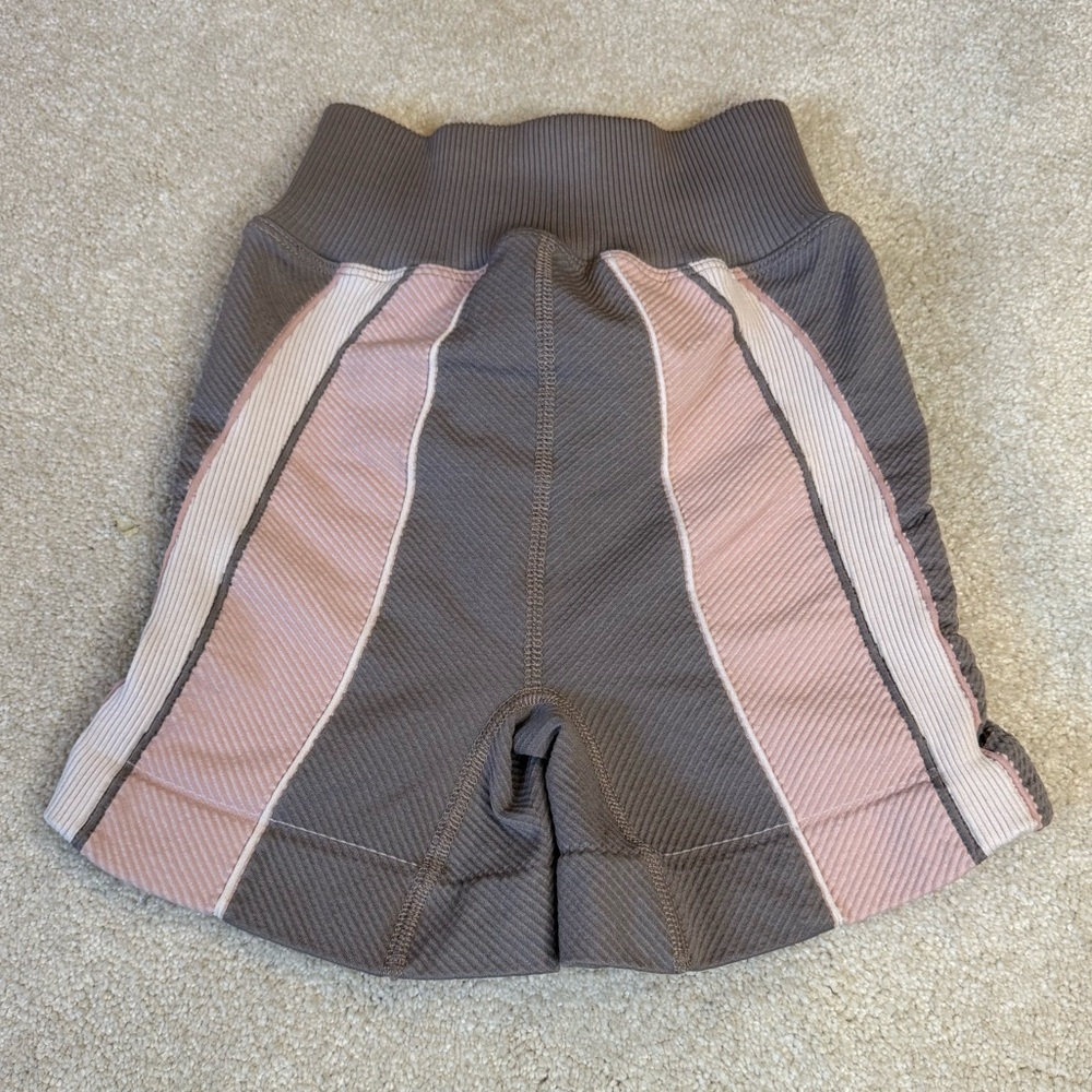 Free People Movement Biker Shorts Grey White Pink Size S